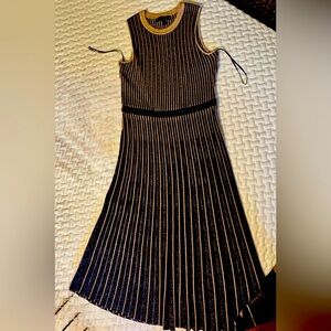 Sparkly NYE Blue and Gold Pleated dress